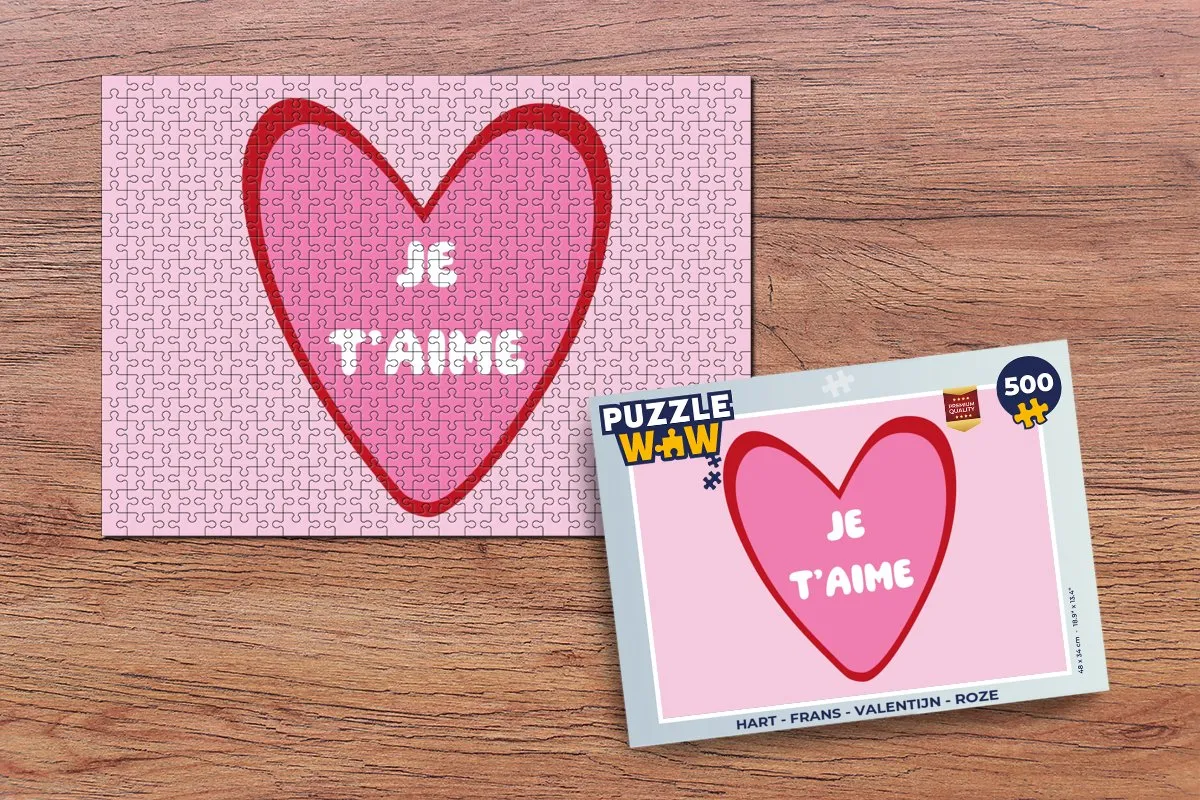 PuzzleWow Hart - Valentijn Roze Legpuzzel 500 Stuks