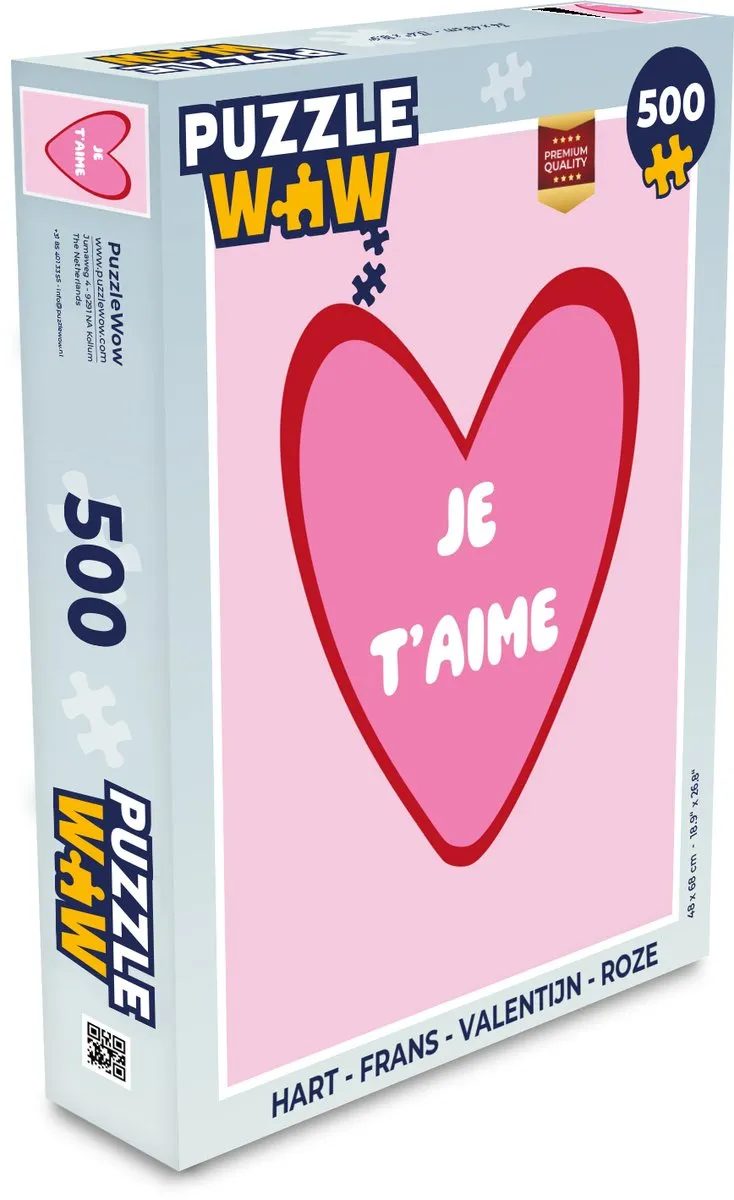 PuzzleWow Hart - Valentijn Roze Legpuzzel 500 Stuks