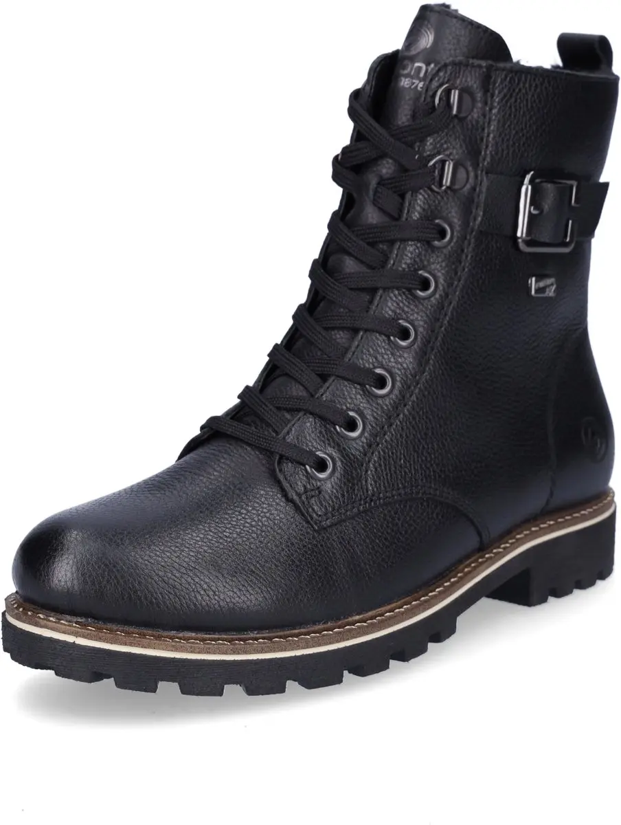 Remonte dames leren veterboot zwart