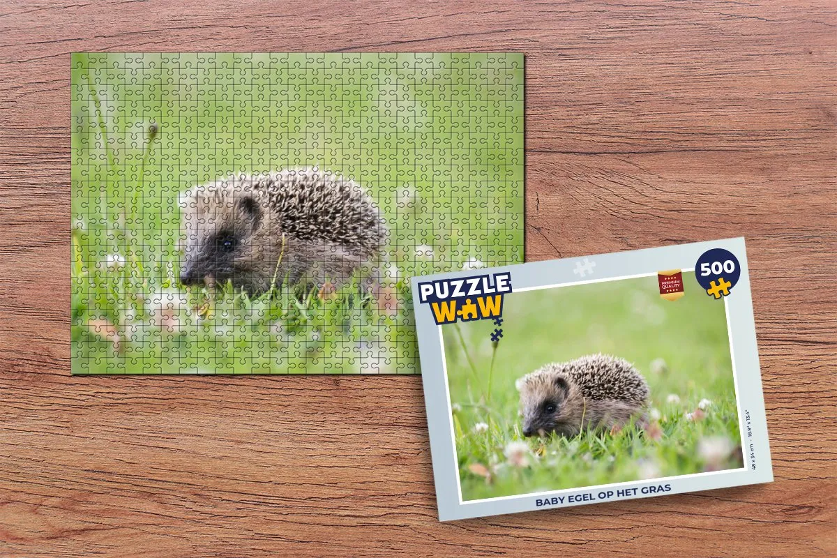 PuzzleWow Legpuzzel Baby egel op het gras 500 Stuks - Multicolor