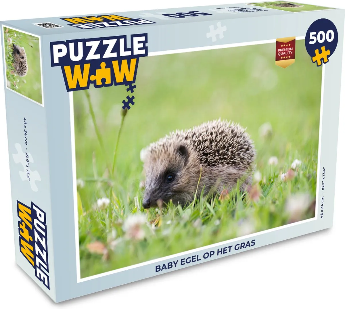 PuzzleWow Legpuzzel Baby egel op het gras 500 Stuks
