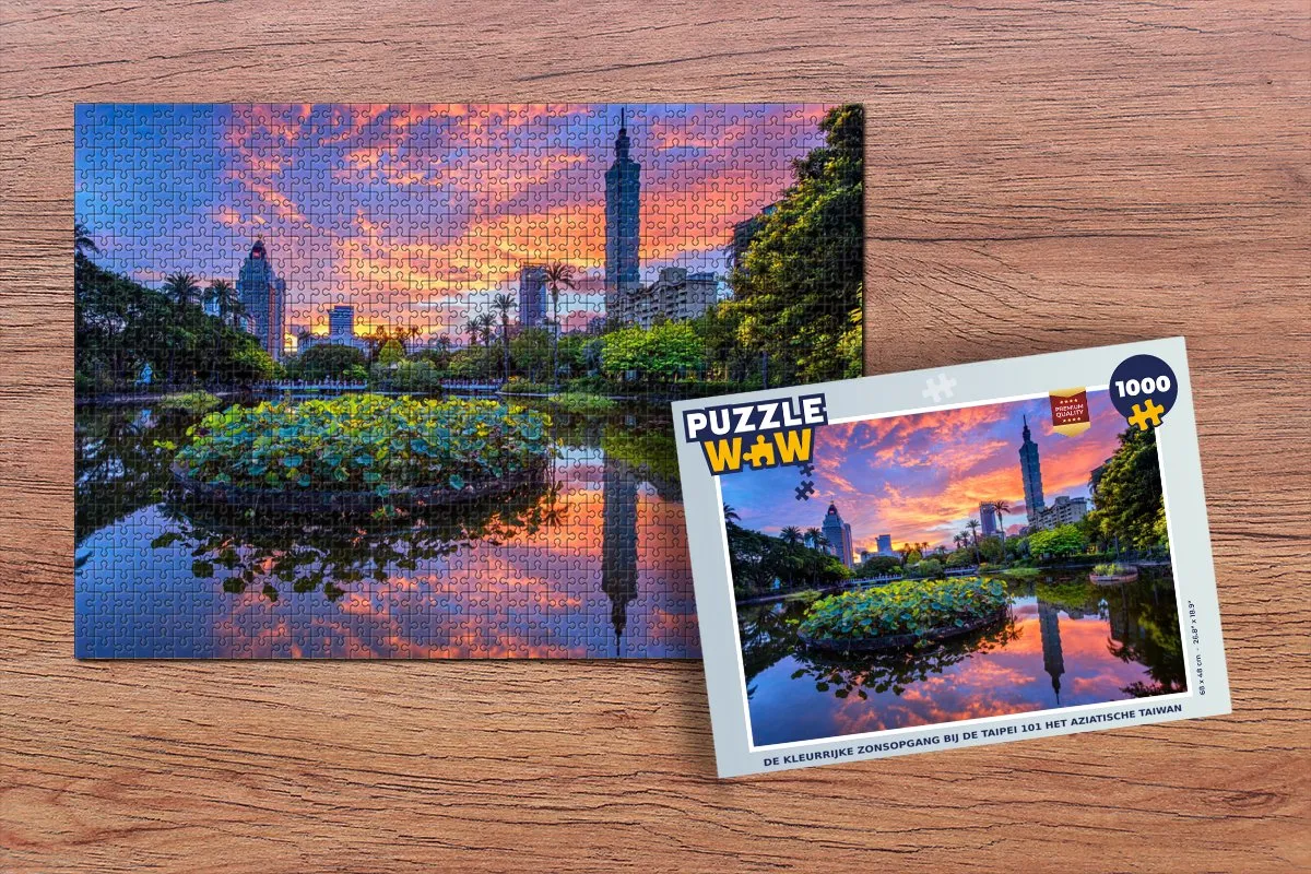 PuzzleWow Legpuzzel Taipei 101 1000 Stuks - Multicolor