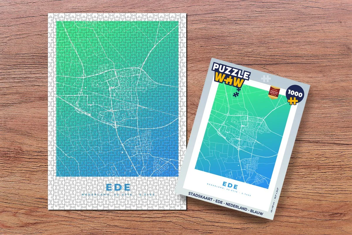 PuzzleWow Stadskaart Ede Nederland Legpuzzel 1000 Stuks - Multicolor
