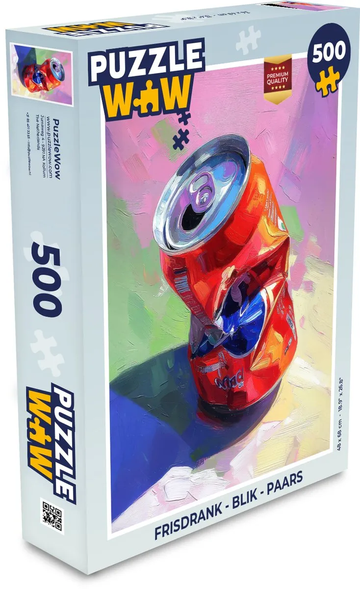 PuzzleWow Frisdrank Blik Legpuzzel 500 Stuks - Paars