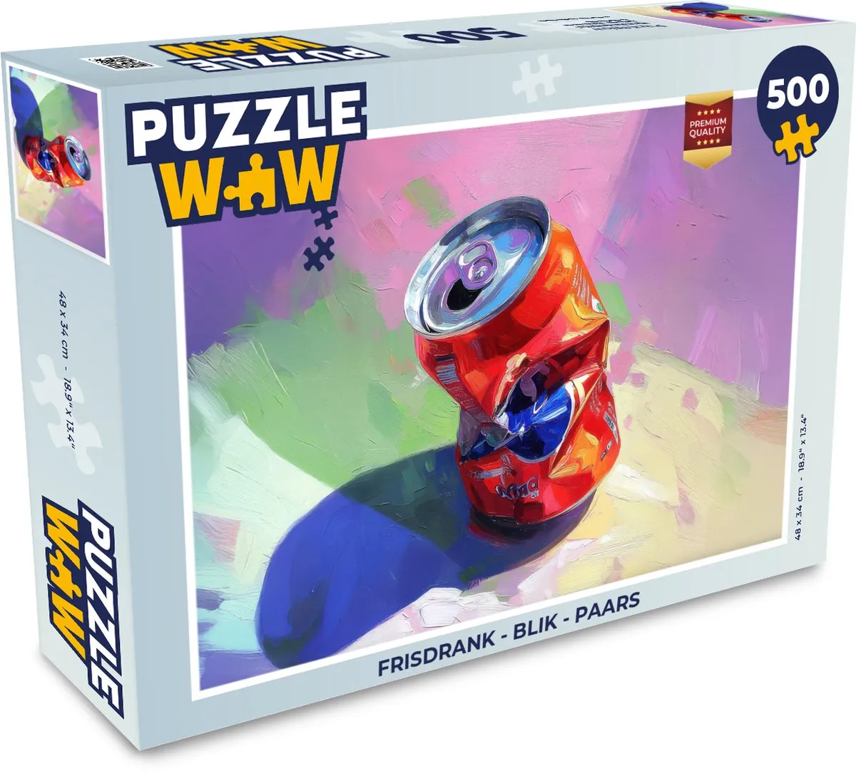 PuzzleWow Frisdrank Blik Legpuzzel 500 Stuks - Paars