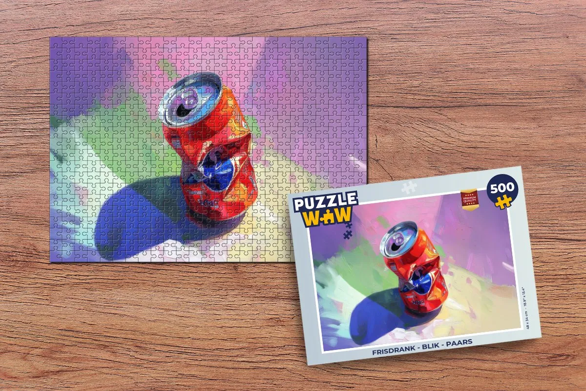 PuzzleWow Frisdrank Blik Legpuzzel 500 Stuks - Paars