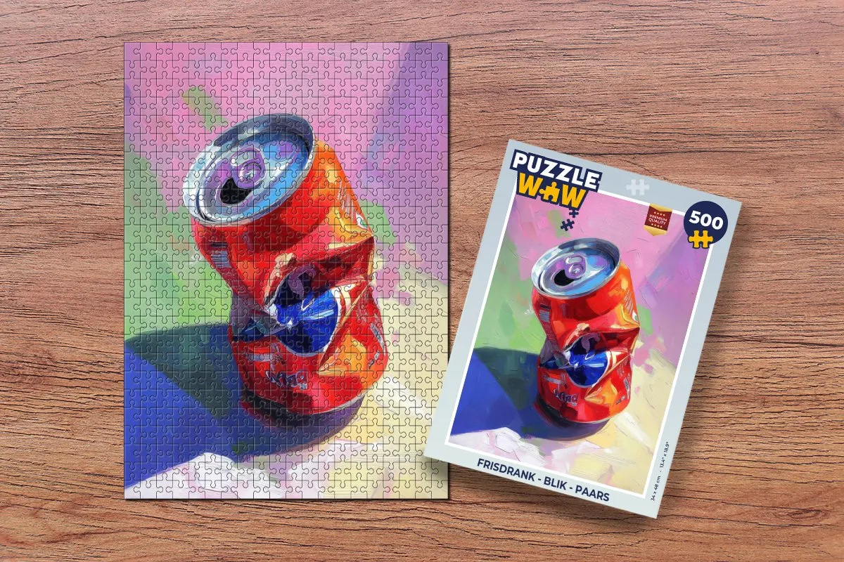 PuzzleWow Frisdrank Blik Legpuzzel 500 Stuks - Paars