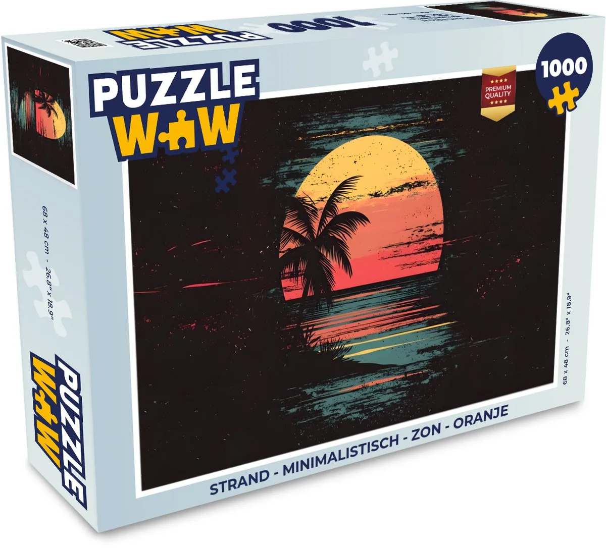 PuzzleWow Strand Minimalistisch Zon Legpuzzel 1000 Stuks - Oranje