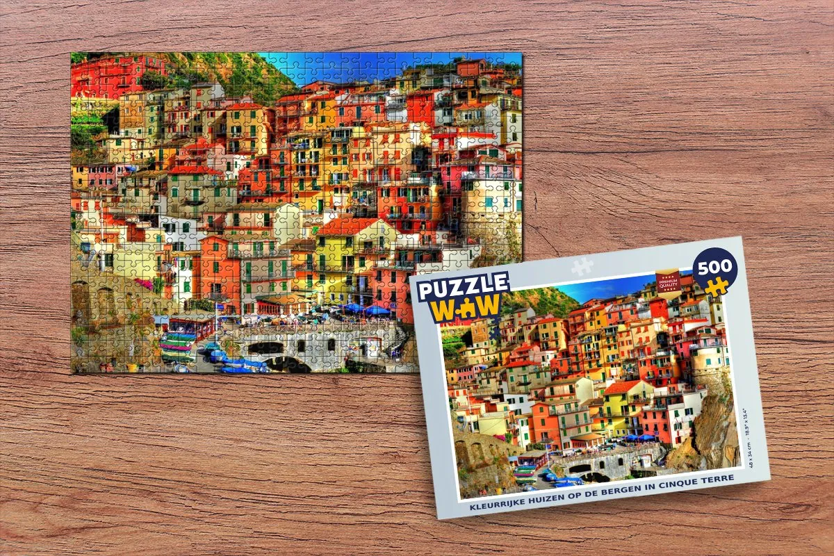 PuzzleWow Legpuzzel Kleurrijke Huizen Cinque Terre 500 Stuks - Multicolor