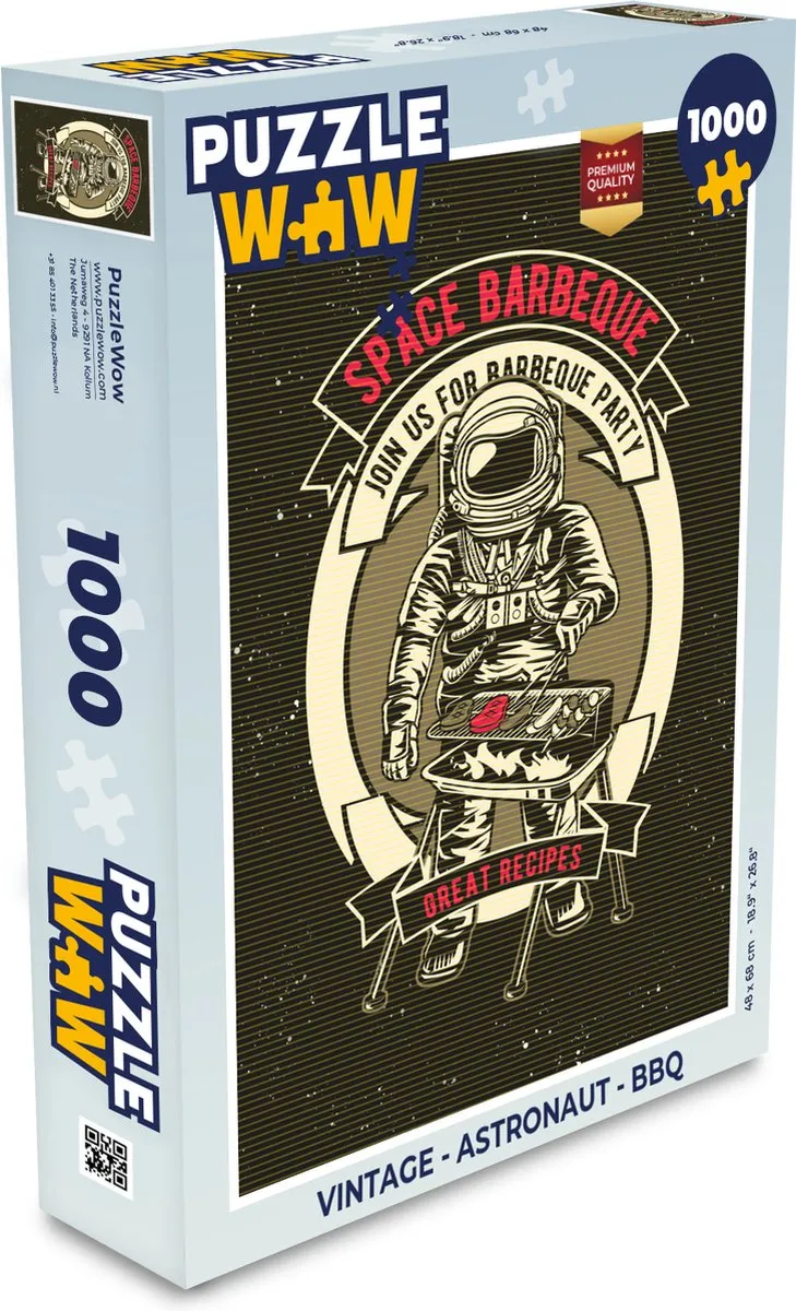 PuzzleWow Vintage Astronaut Legpuzzel 1000 Stuks - Multicolor