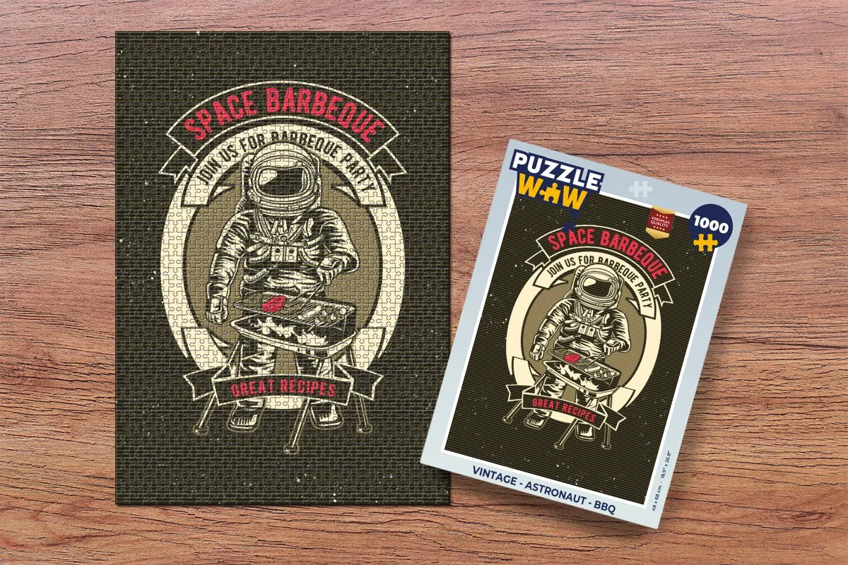 PuzzleWow Vintage Astronaut Legpuzzel 1000 Stuks - Multicolor