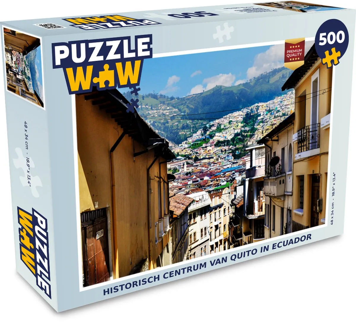 PuzzleWow Legpuzzel Historisch Centrum Quito 500 Stuks - Multicolor
