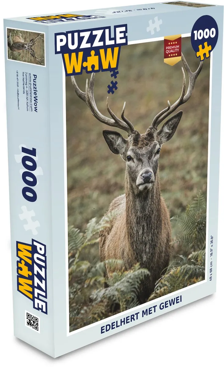 PuzzleWow Hert Gewei Legpuzzel 1000 Stuks - Multicolor