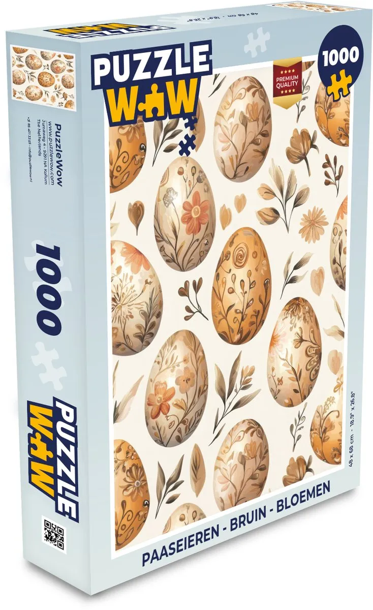PuzzleWow Paaseieren Legpuzzel 1000 Stuks - Bruin