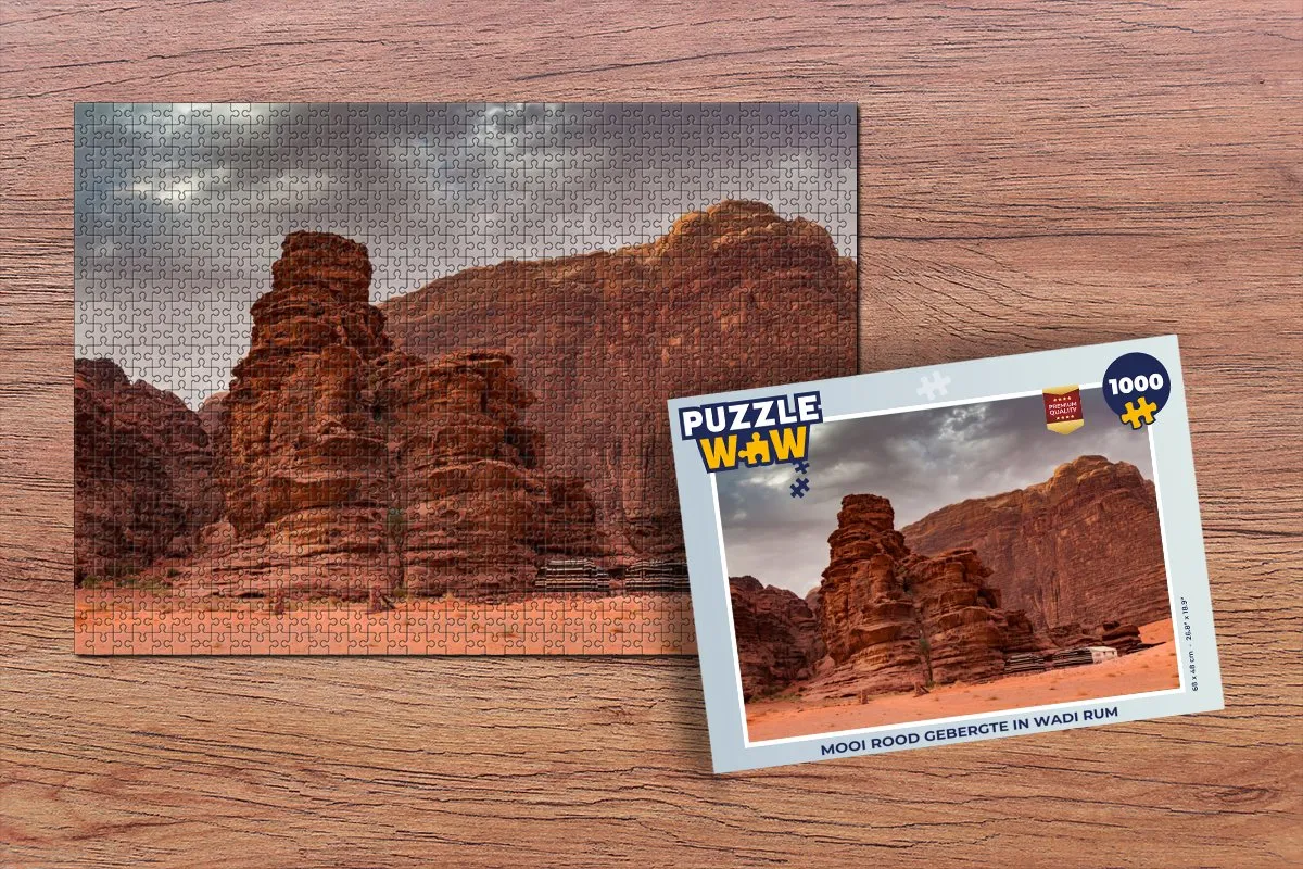 PuzzleWow Legpuzzel Mooi rood gebergte in Wadi Rum 1000 Stuks - Multicolor