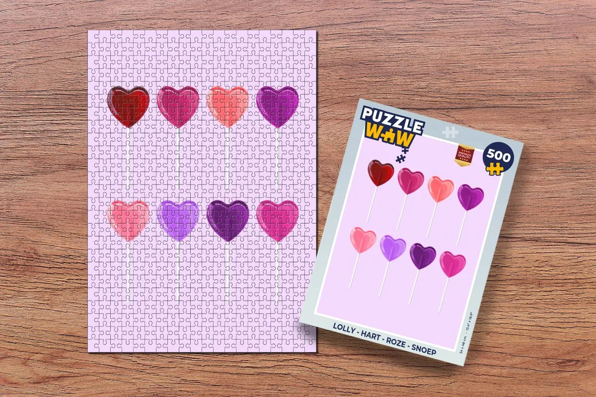 PuzzleWow Lolly Hart Legpuzzel 500 Stuks - Roze