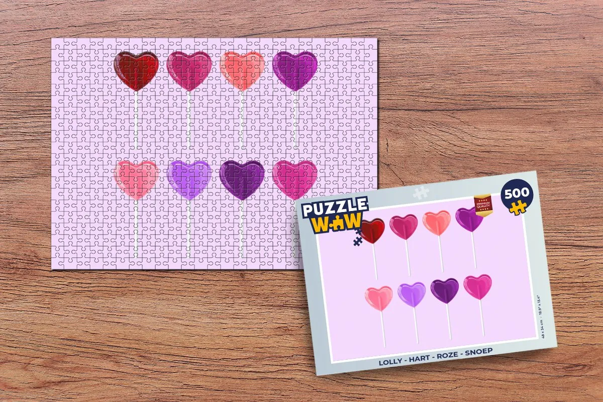 PuzzleWow Lolly Hart Legpuzzel 500 Stuks - Roze