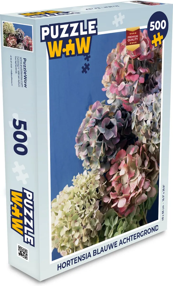 PuzzleWow Hortensia Legpuzzel 500 Stuks - Multicolor