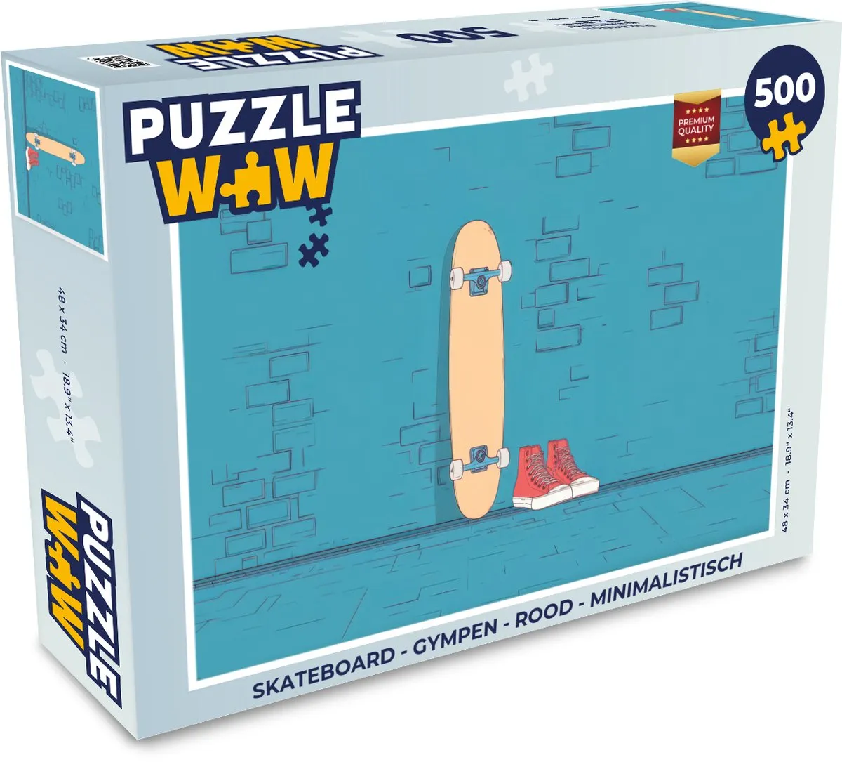 PuzzleWow Skateboard Gympen Puzzel 500 Stuks - Rood