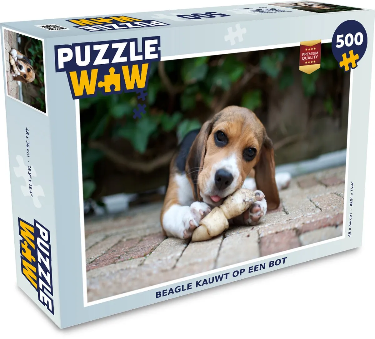PuzzleWow Legpuzzel Beagle kauwt op een bot 500 Stuks - Multicolor