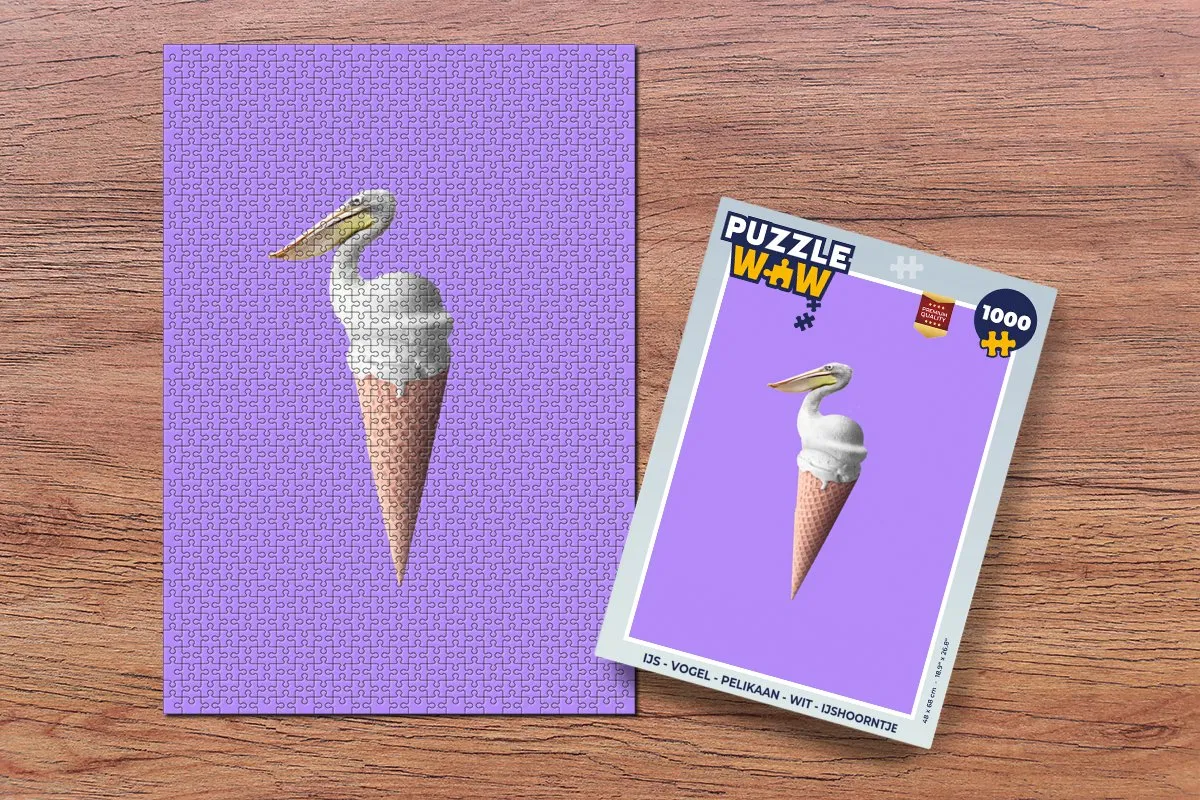 PuzzleWow Vogel Pelikaan Legpuzzel 1000 Stuks - Wit