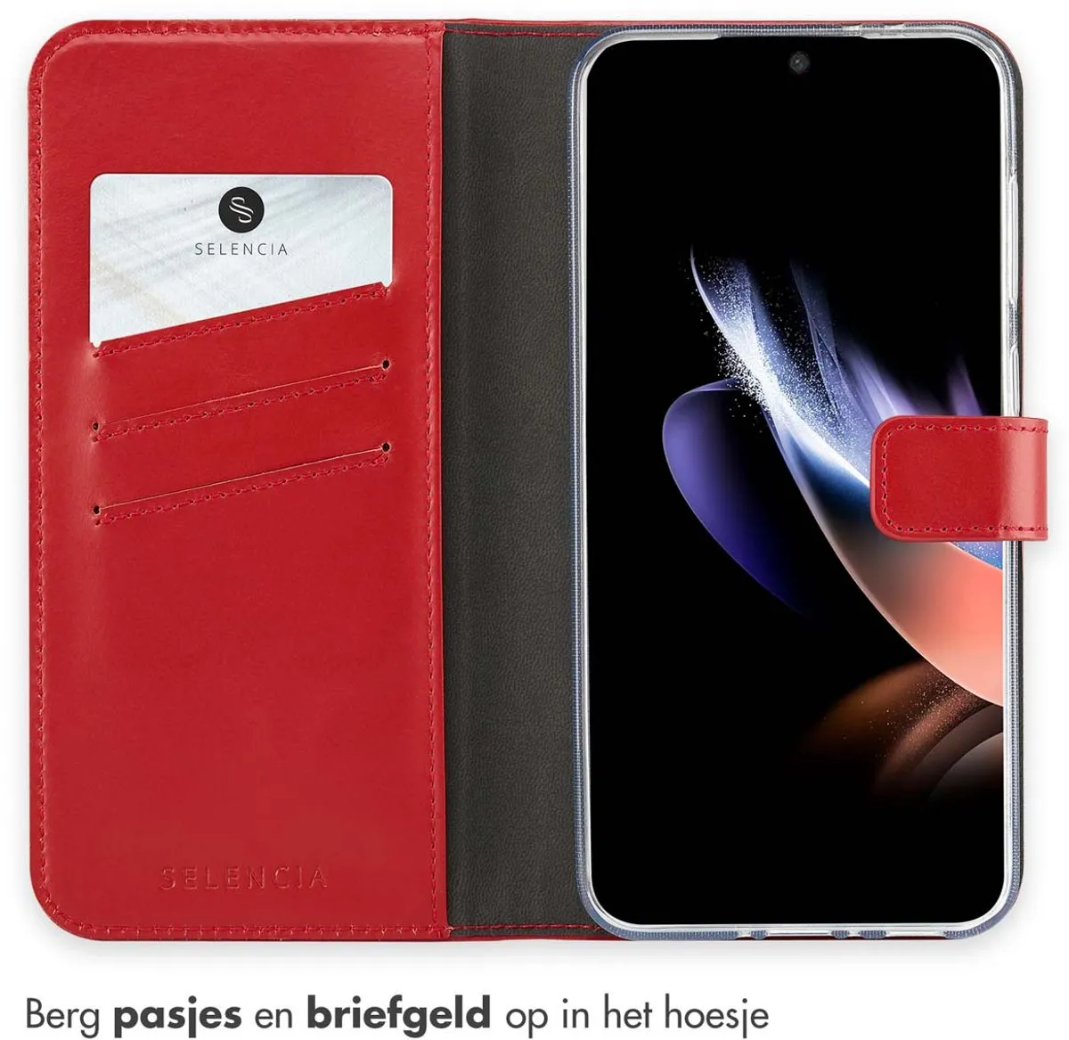 Selencia Hoesje Samsung Galaxy A36/A56 - Echt Lederen Bookcase Rood