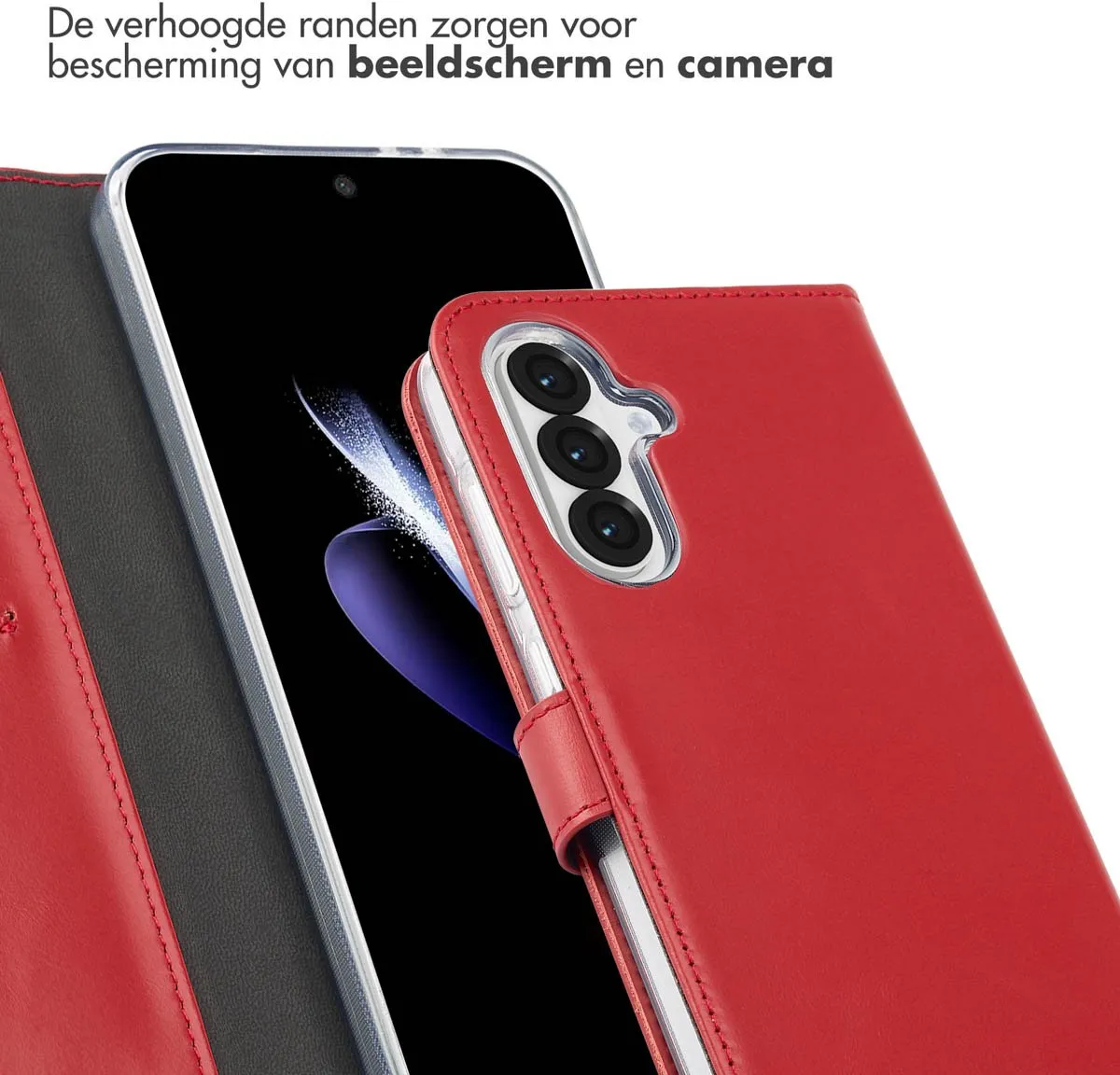 Selencia Hoesje Samsung Galaxy A36/A56 - Echt Lederen Bookcase Rood