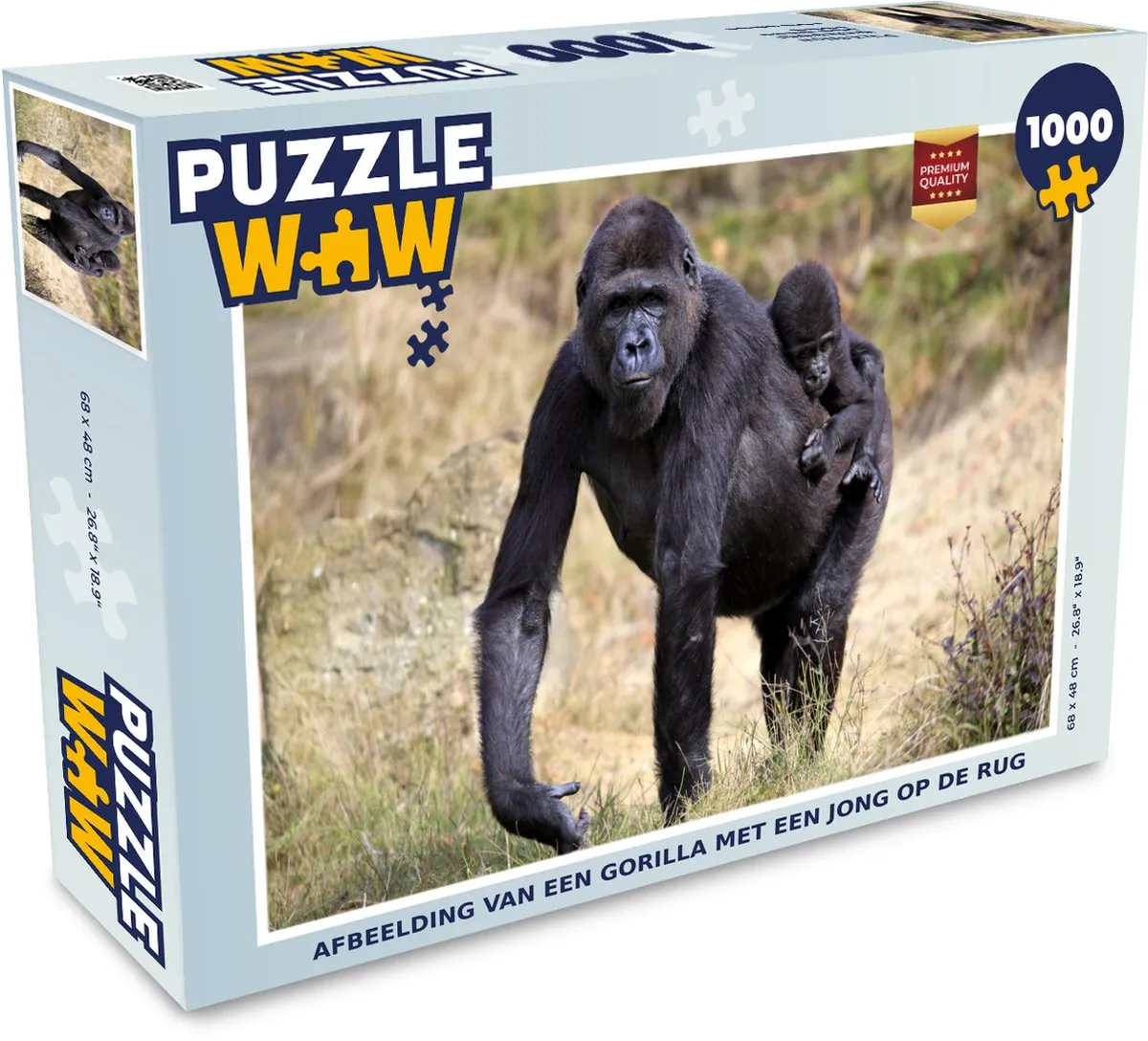 PuzzleWow Gorilla Legpuzzel 1000 Stuks - Multicolor