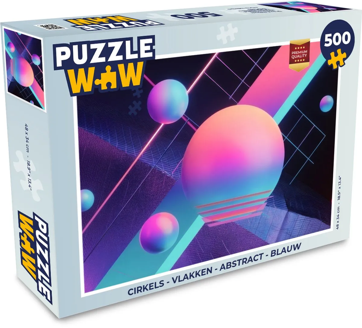 PuzzleWow Cirkels Neon Legpuzzel 500 Stuks - Blauw