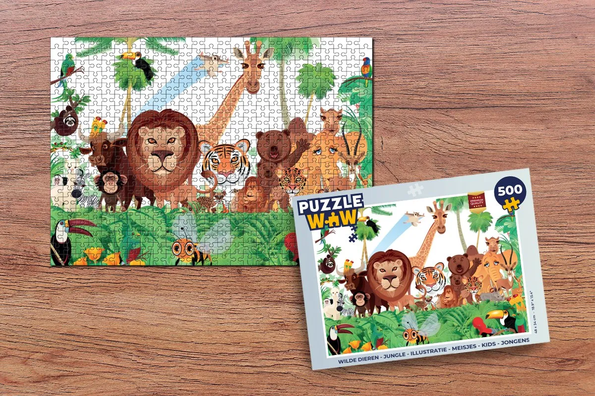 PuzzleWow Wilde Dieren Jungle Puzzel 500 Stuks - Multicolor