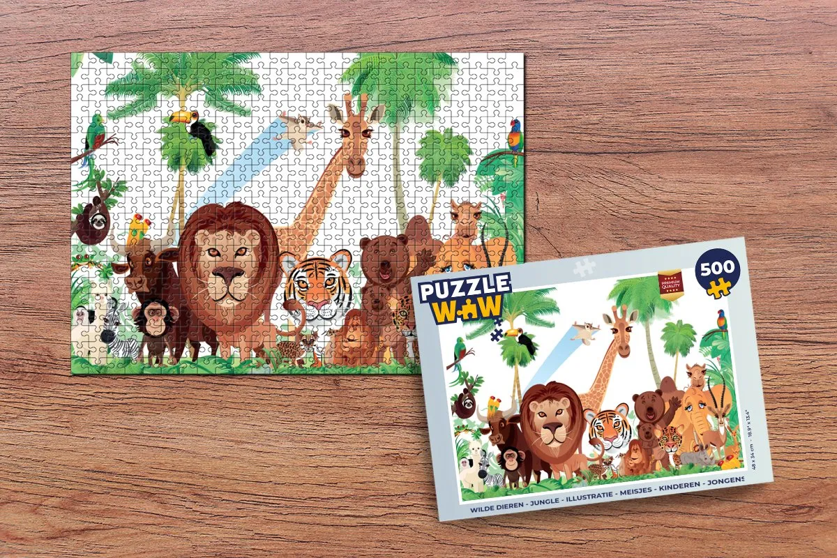 PuzzleWow Wilde Dieren Jungle Puzzel 500 Stuks - Multicolor