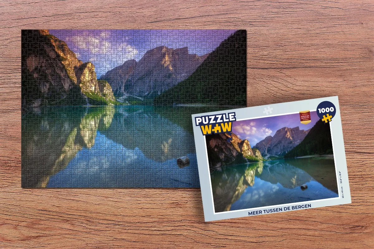 PuzzleWow Legpuzzel Meer tussen de bergen 1000 Stuks - Multicolor