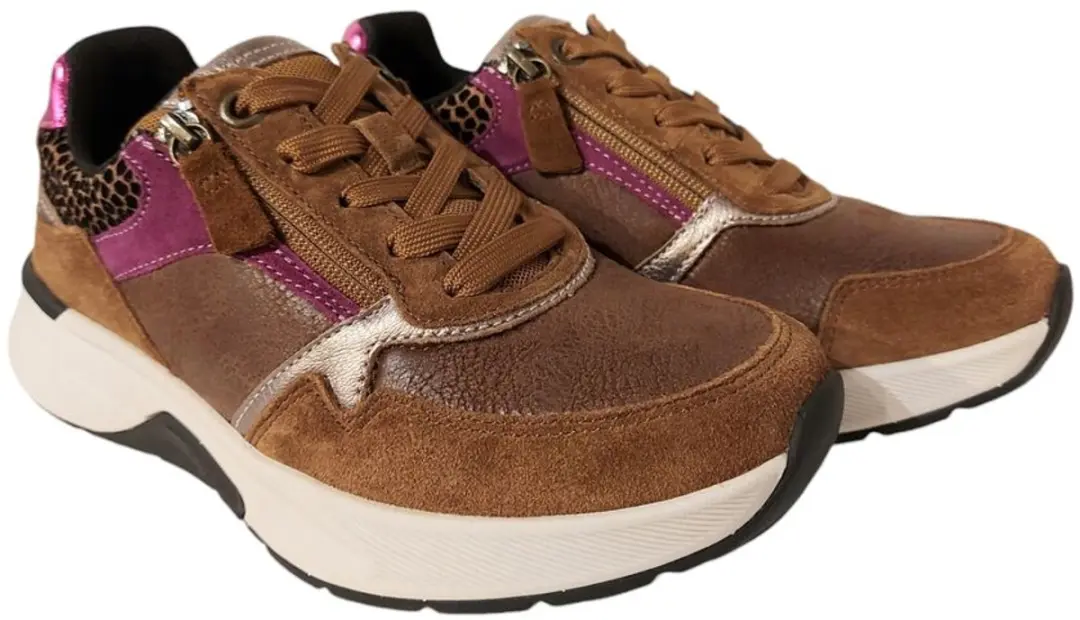 Gabor Rollingsoft Sneaker 56.847.63 Cognac Roze Combi