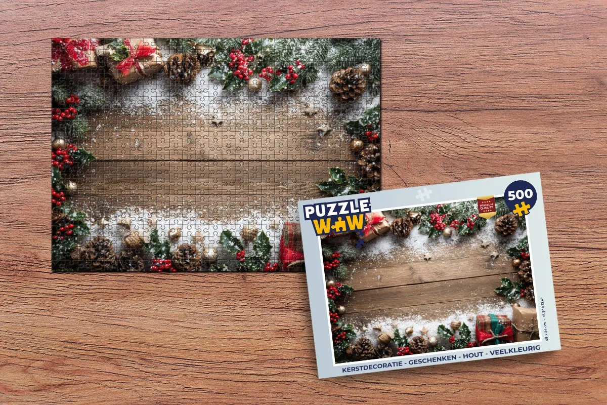 PuzzleWow Kerstpuzzel 500 Stuks - Houten Veelkleurig