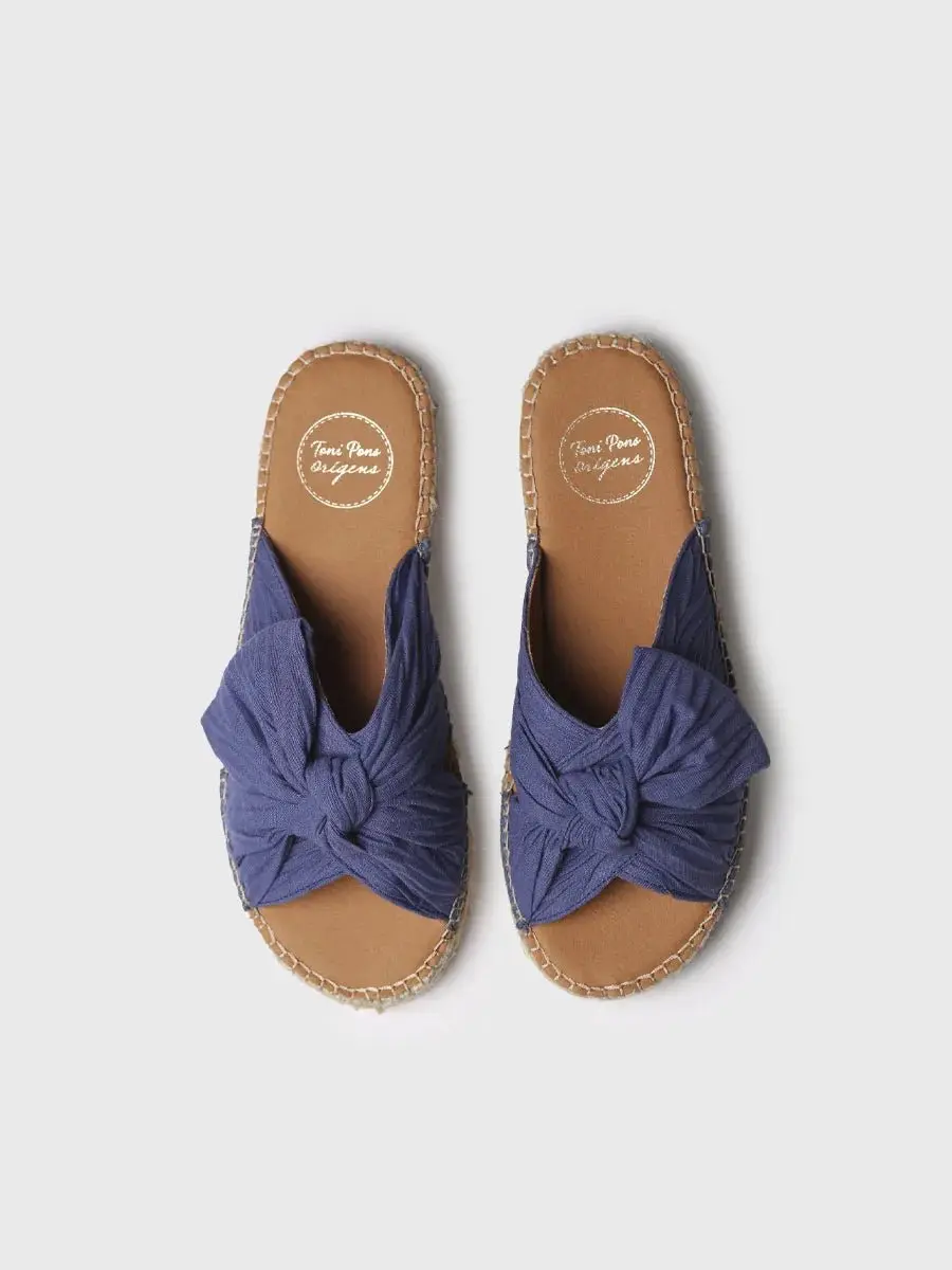 Platte stoffen sandalen voor dames met strik