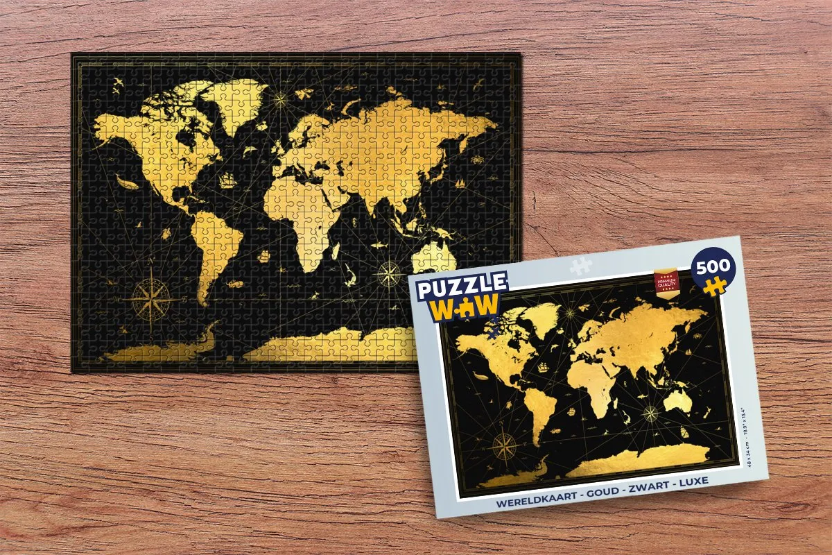 PuzzleWow Wereldkaart Puzzel 500 Stuks - Multicolor