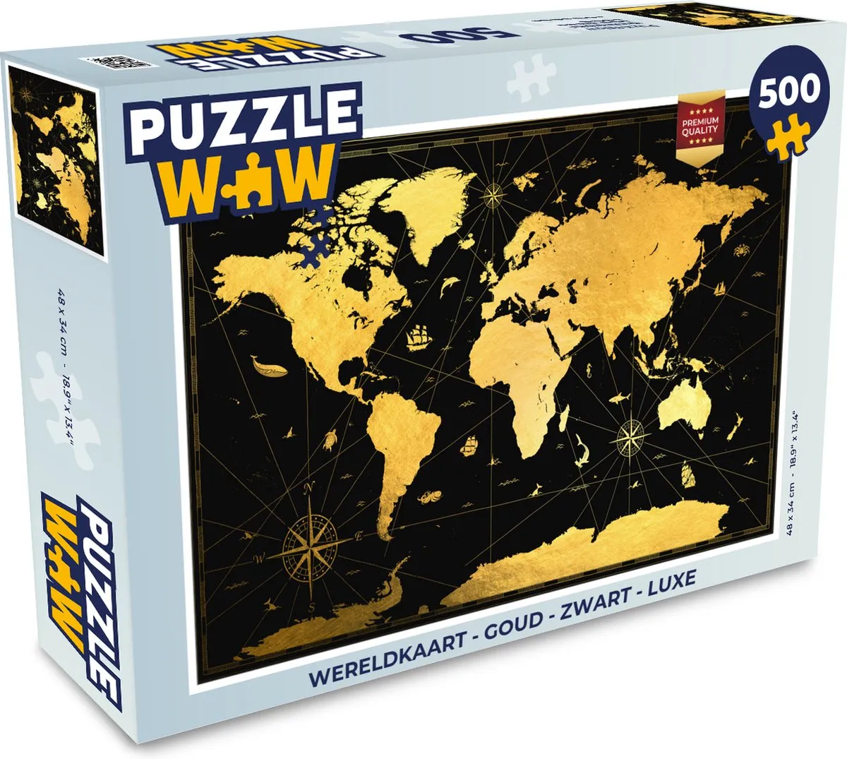 PuzzleWow Wereldkaart Puzzel 500 Stuks - Multicolor