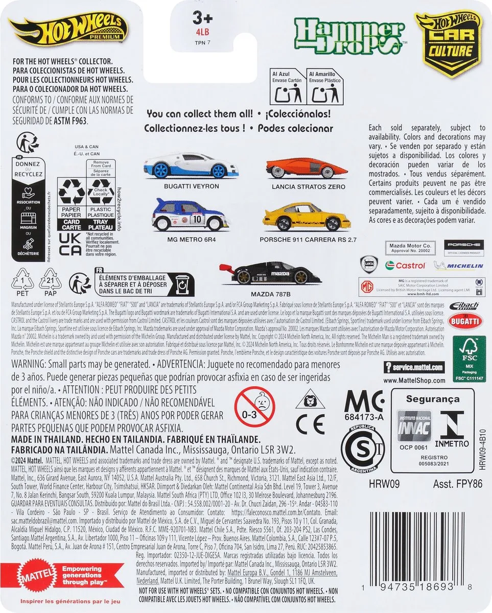Hot Wheels Premium Autocultuur Hammer Drop '86 MG Metro 6R4 1:64 - Blauw/Wit