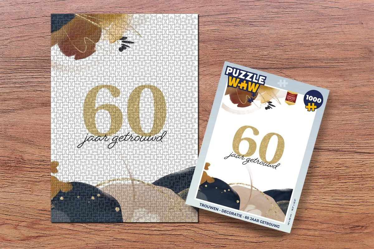 PuzzleWow Legpuzzel 1000 Stuks - 60 Jaar Getrouwd - Multicolor