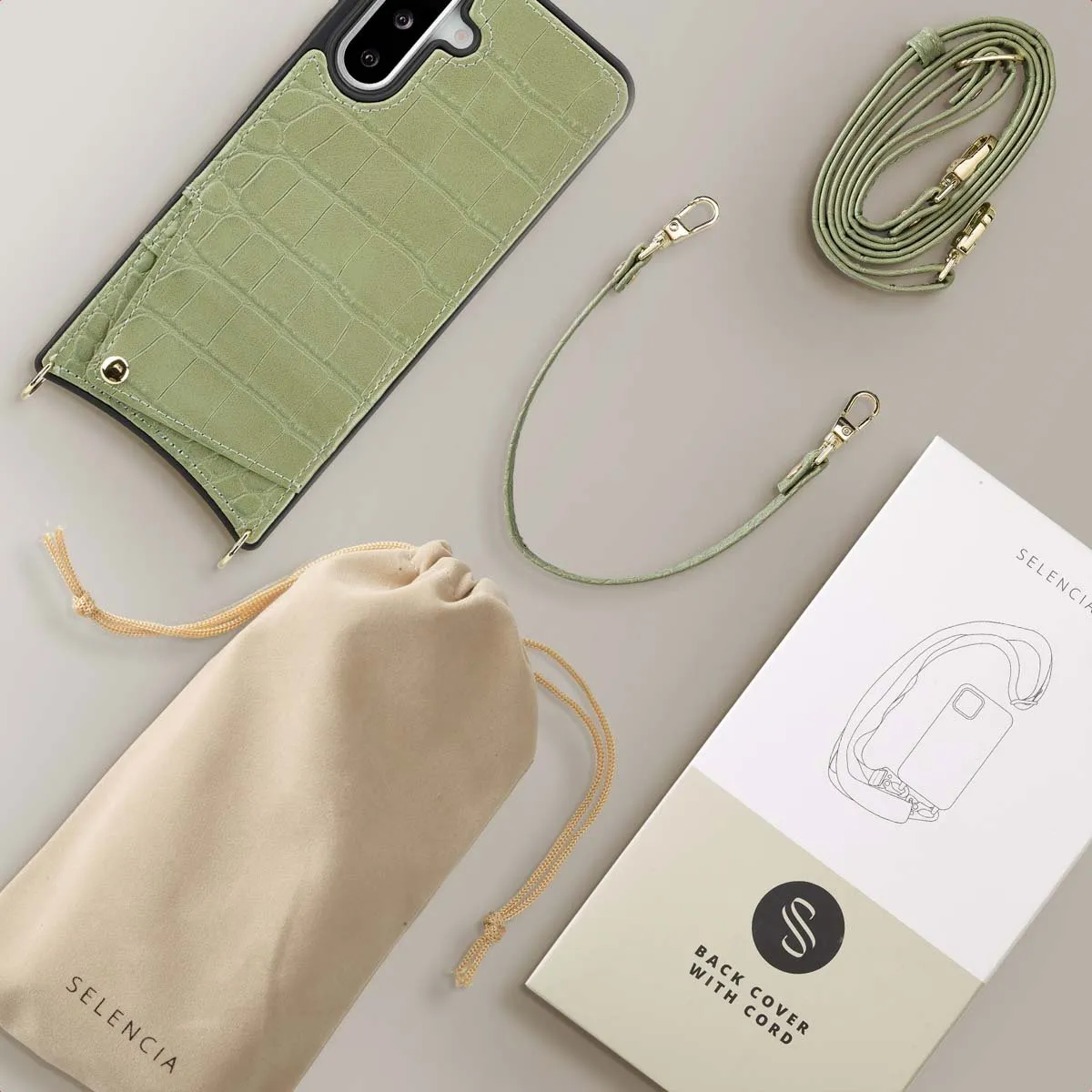 Selencia Croco Backcover Sage Green - Samsung Galaxy A36/A56 - afbeelding 6 van 6