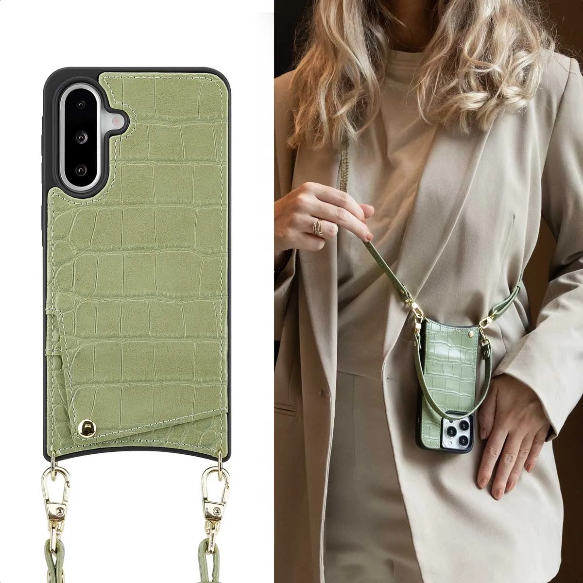 Selencia Croco Backcover Sage Green - Samsung Galaxy A36/A56