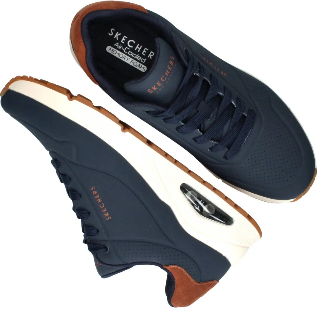 Skechers Uno Suited On Air Heren Sneakers - Navy - afbeelding 6 van 6