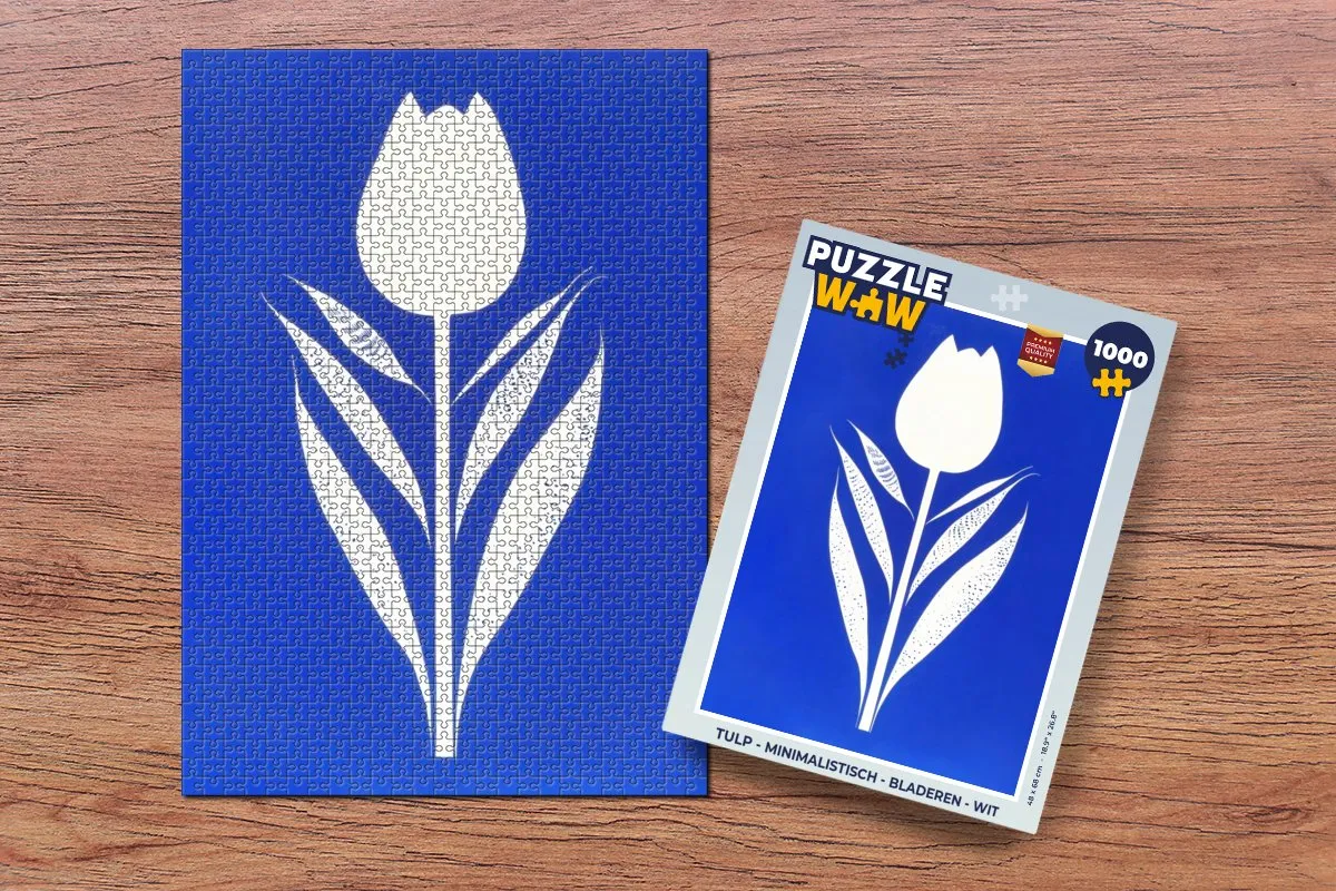 PuzzleWow Minimalistisch Tulp Legpuzzel 1000 Stuks - Wit