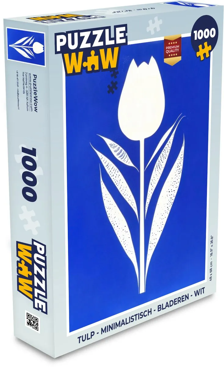 PuzzleWow Minimalistisch Tulp Legpuzzel 1000 Stuks - Wit