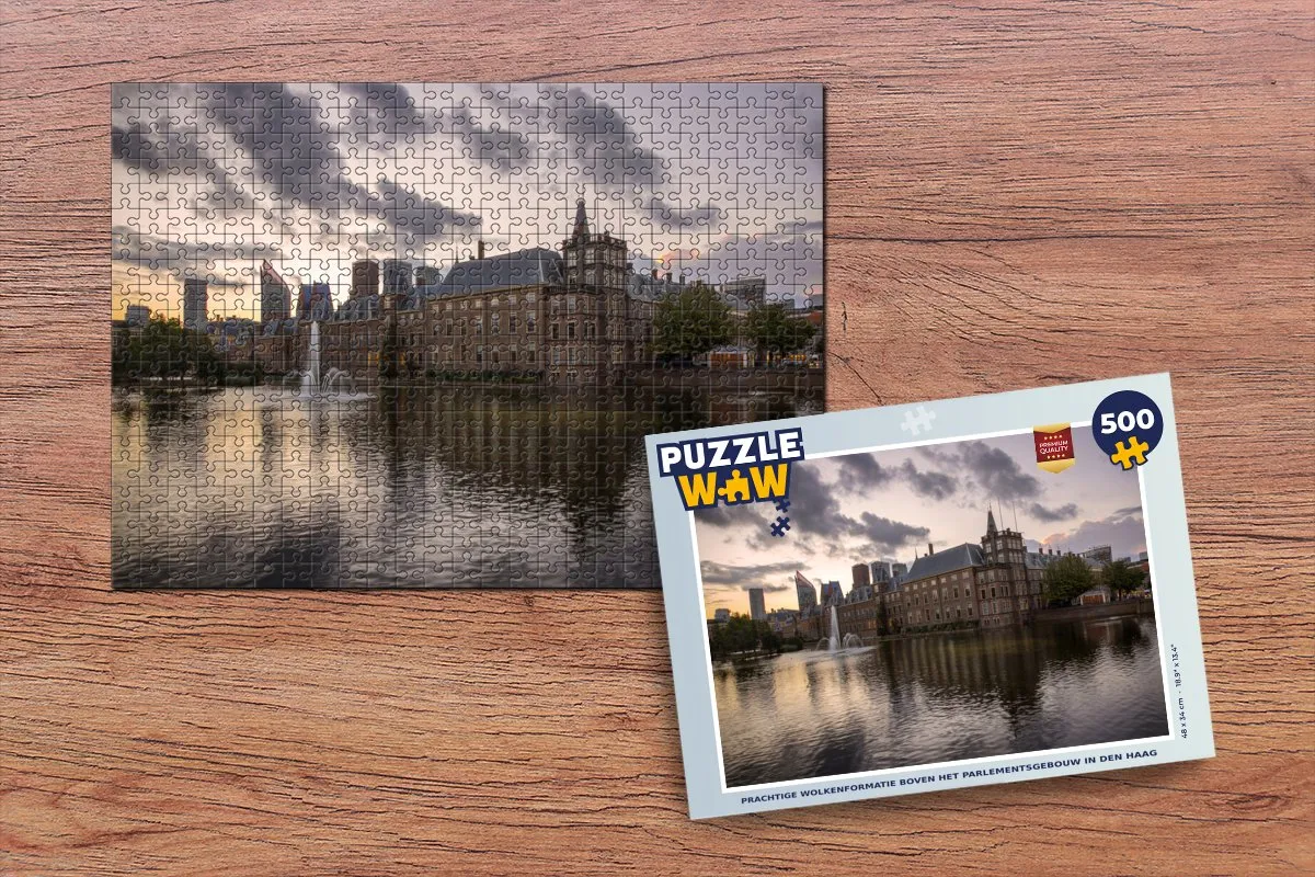 PuzzleWow Den Haag Binnenhof Wolken Legpuzzel 500 Stuks - Multicolor