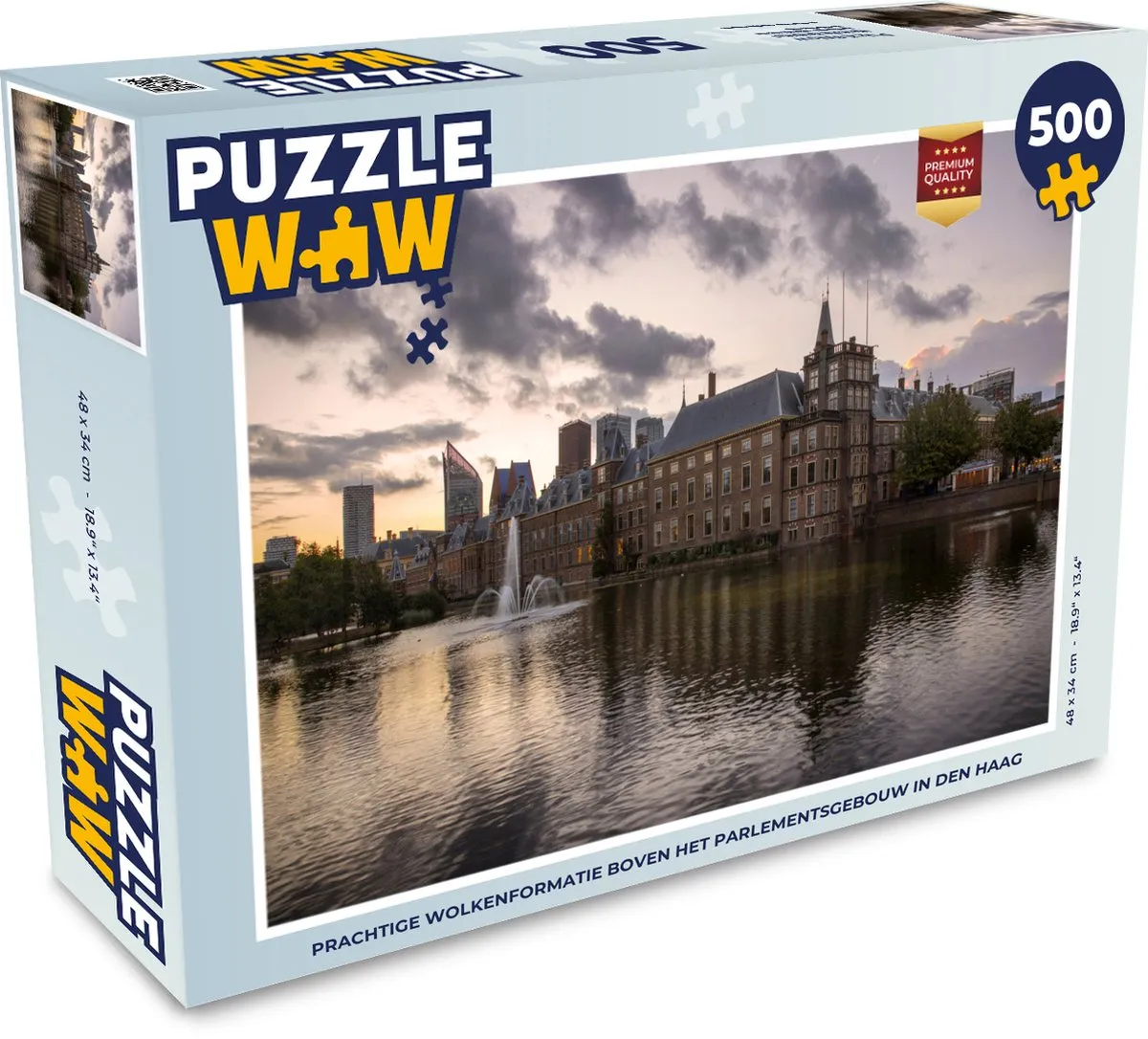 PuzzleWow Den Haag Binnenhof Wolken Legpuzzel 500 Stuks - Multicolor
