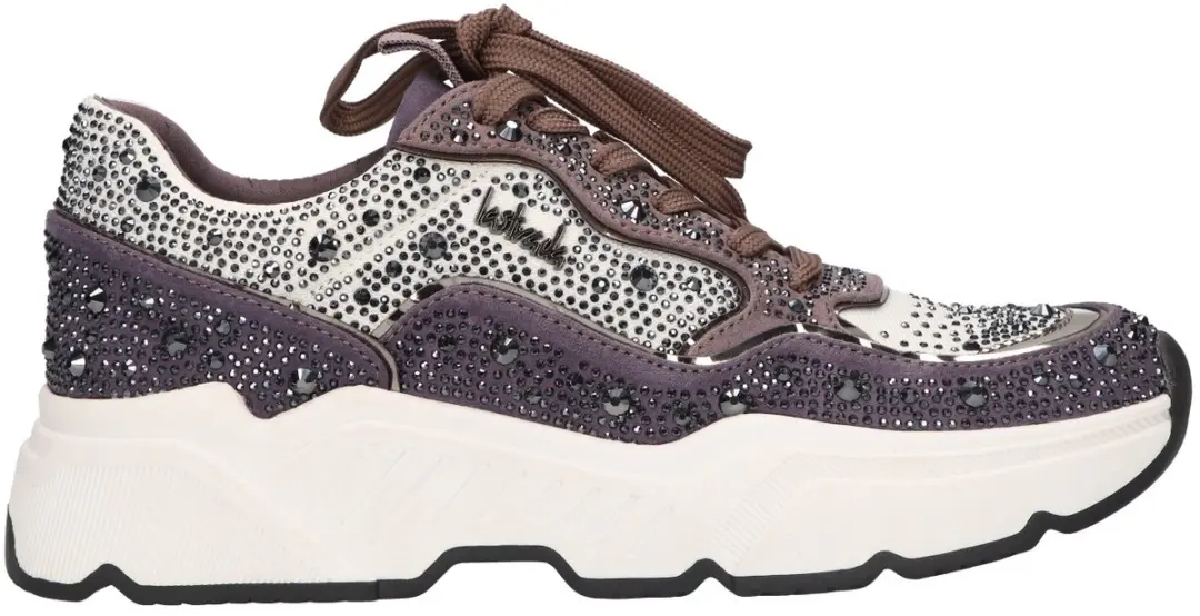 La Strada Sneaker Met Steentjes Grijs Textiel