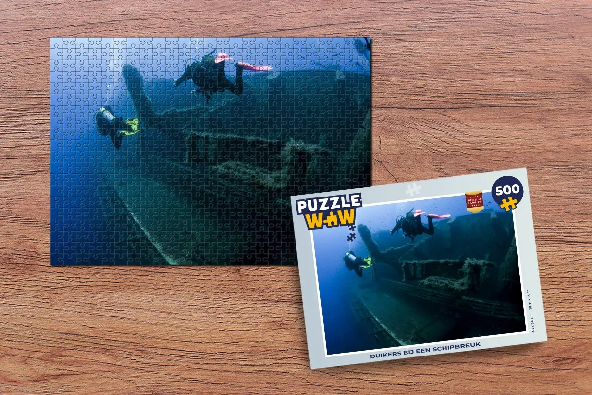 PuzzleWow Legpuzzel Duikers bij een Schipbreuk 500 Stuks - Multicolor