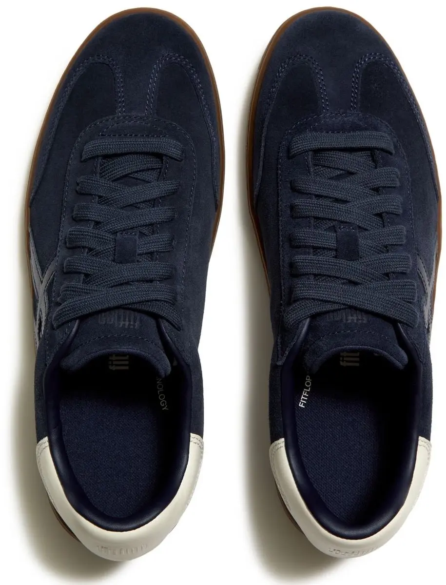 FitFlop De Dash FF herensneakers van suède met T-neus DONKERBLAUW
