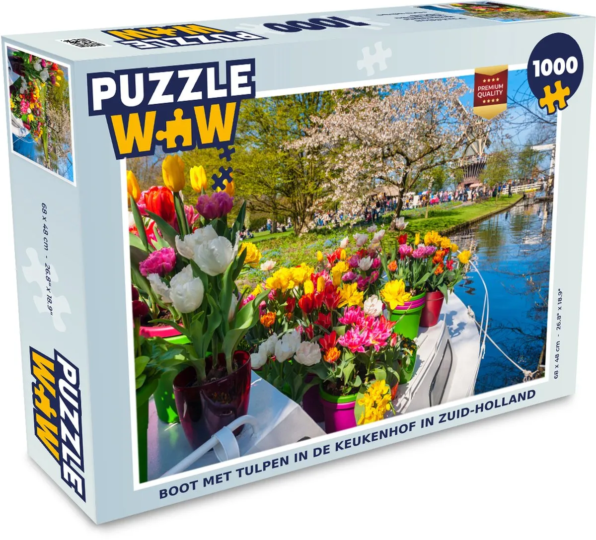 PuzzleWow Legpuzzel Boot met tulpen Keukenhof 1000 Stuks - Multicolor